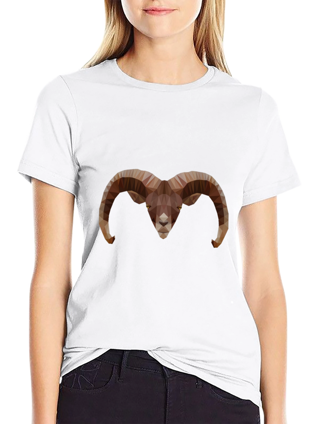 Geometric Ram Head Graphic Tee - Black