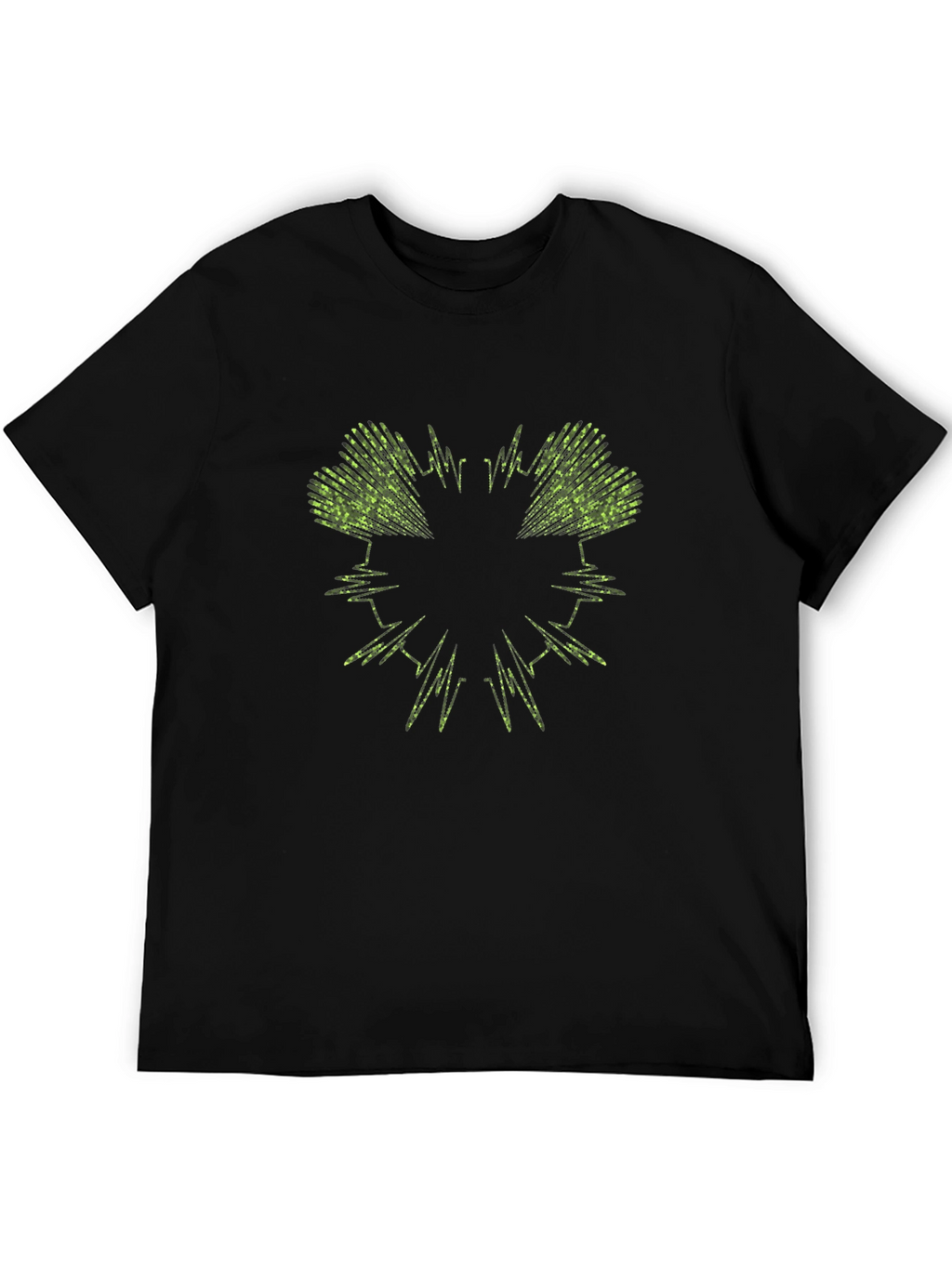 Abstract Green Graphic Black T-Shirt
