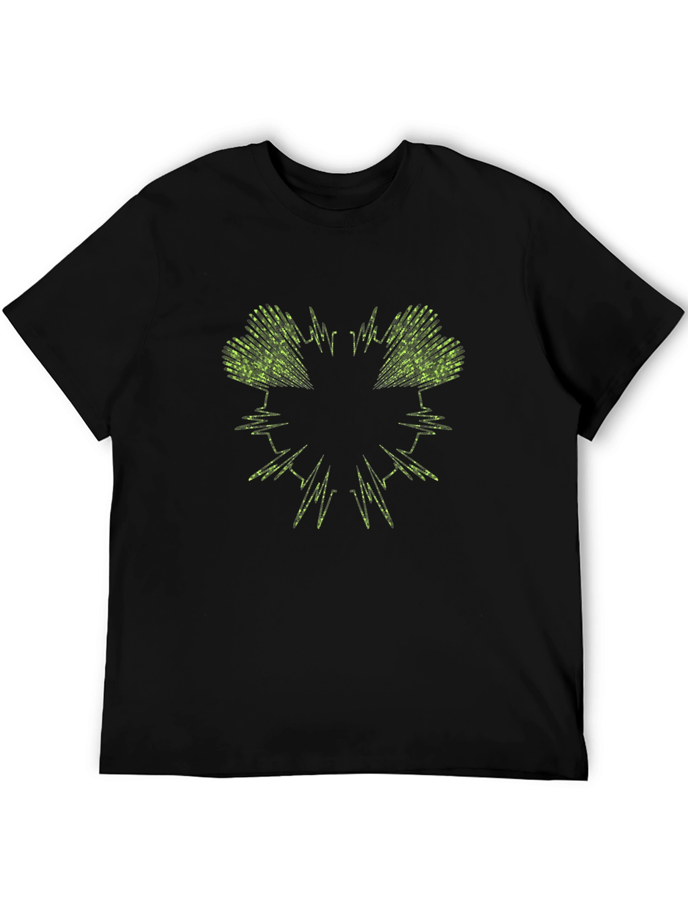 Abstract Green Graphic Black T-Shirt