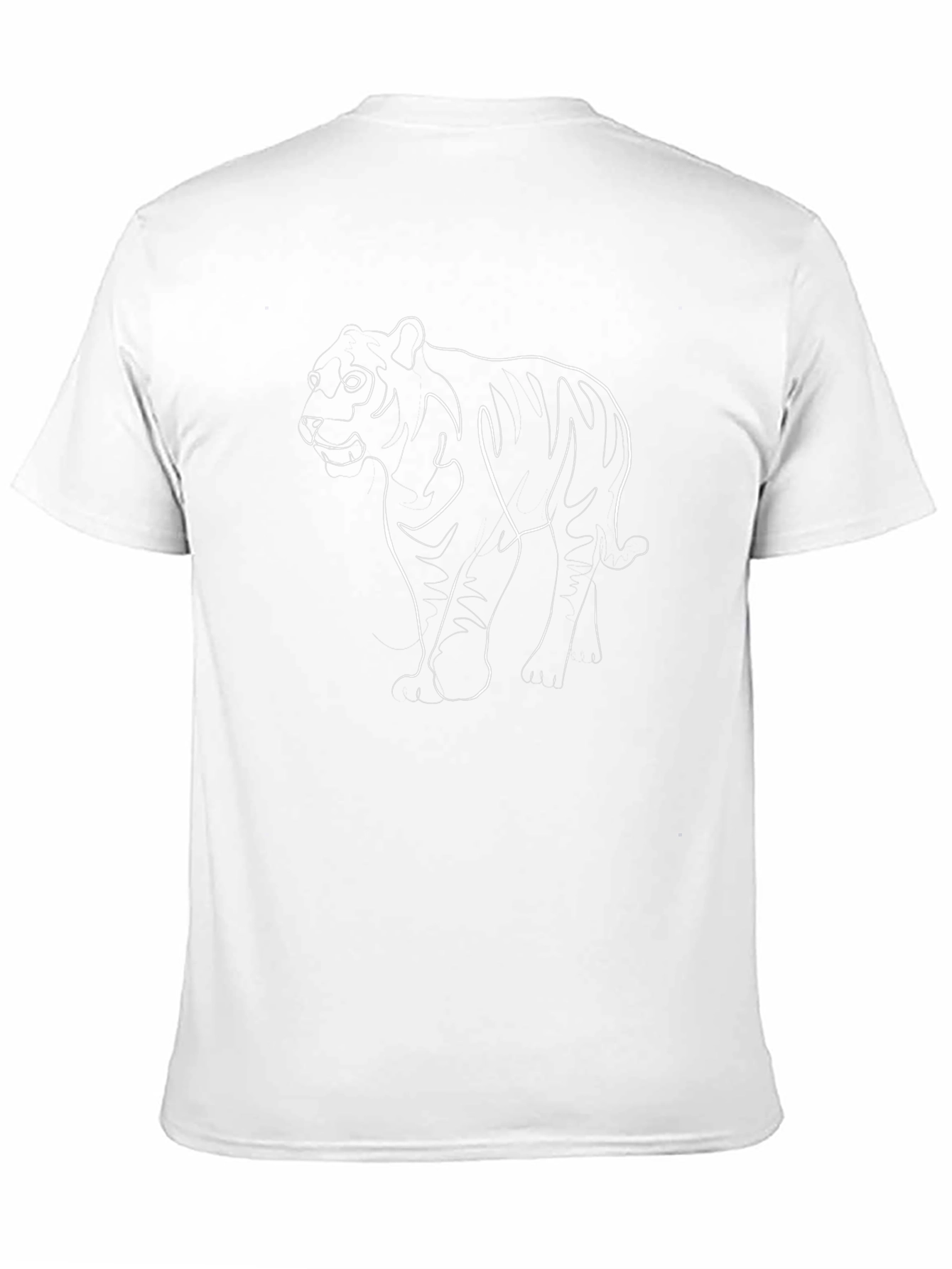 Minimalist Tiger Outline Black T-Shirt