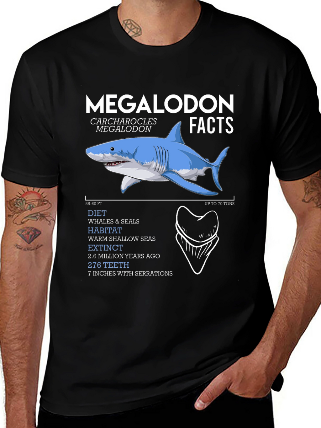 Megalodon Facts Graphic T-Shirt