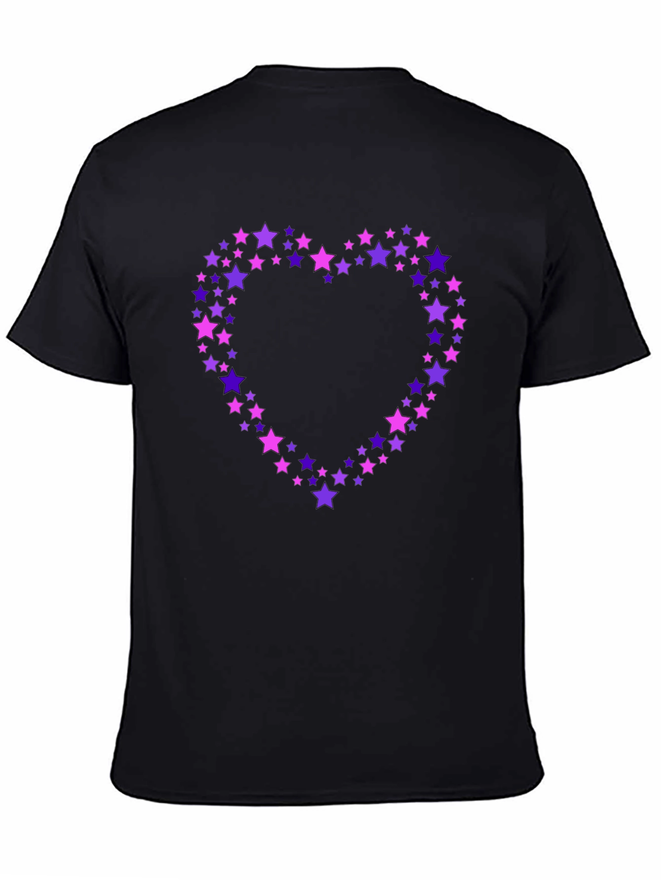 Star Heart Tee - Black Crew Neck Cotton T-Shirt