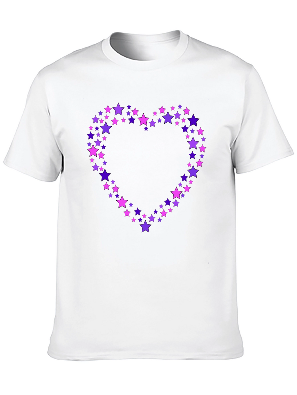 Star Heart Tee - Black Crew Neck Cotton T-Shirt