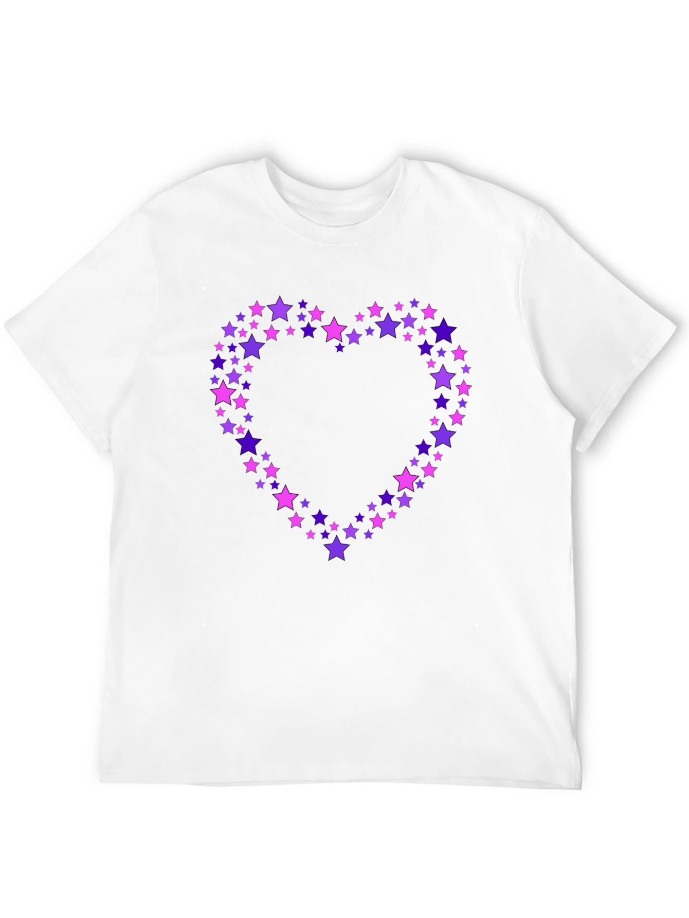 Star Heart Tee - Black Crew Neck Cotton T-Shirt