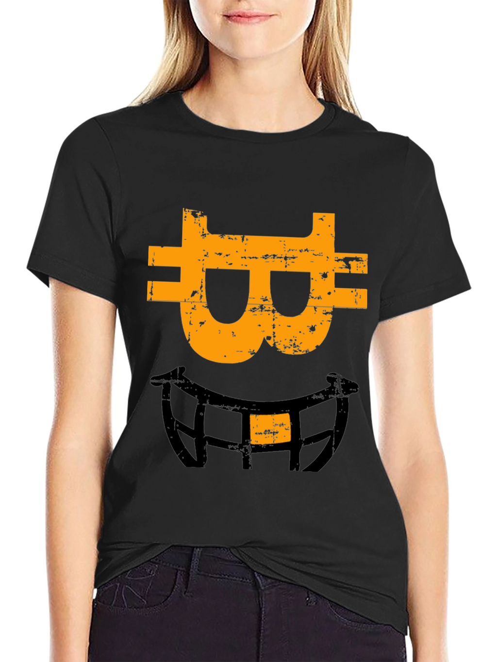 Bitcoin Smiley Face Graphic Tee - Black