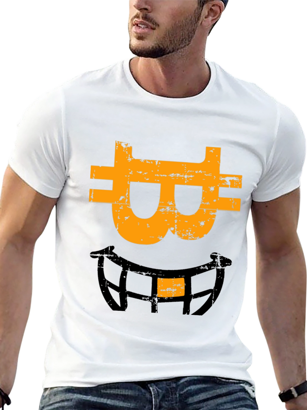Bitcoin Smiley Face Graphic Tee - Black