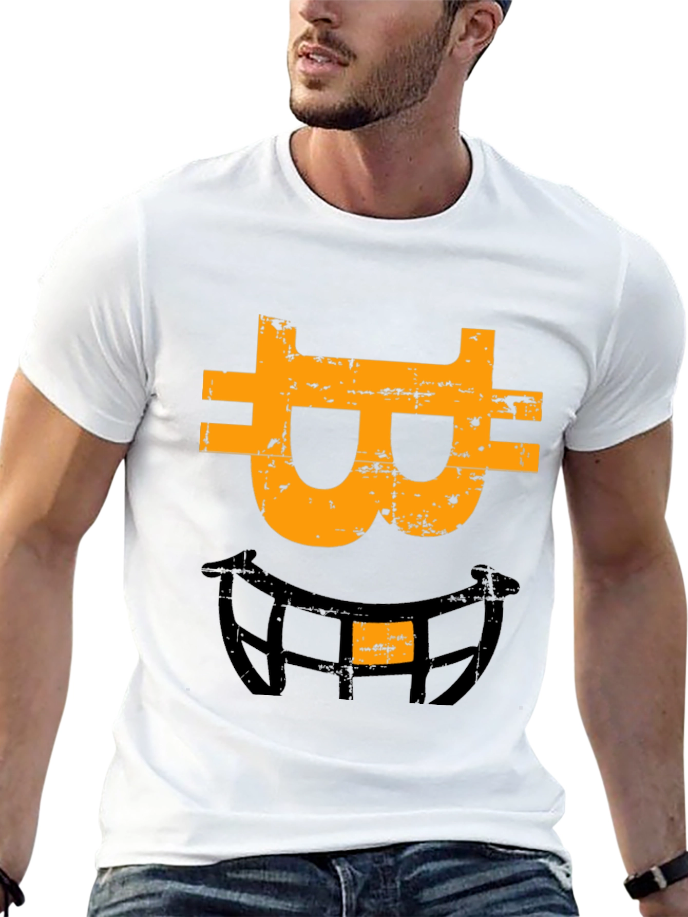Bitcoin Smiley Face Graphic Tee - Black