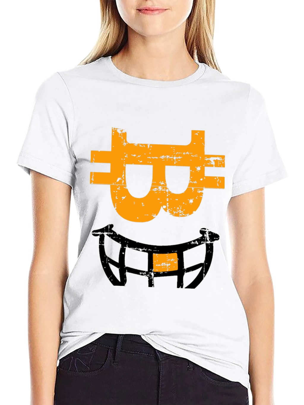 Bitcoin Smiley Face Graphic Tee - Black