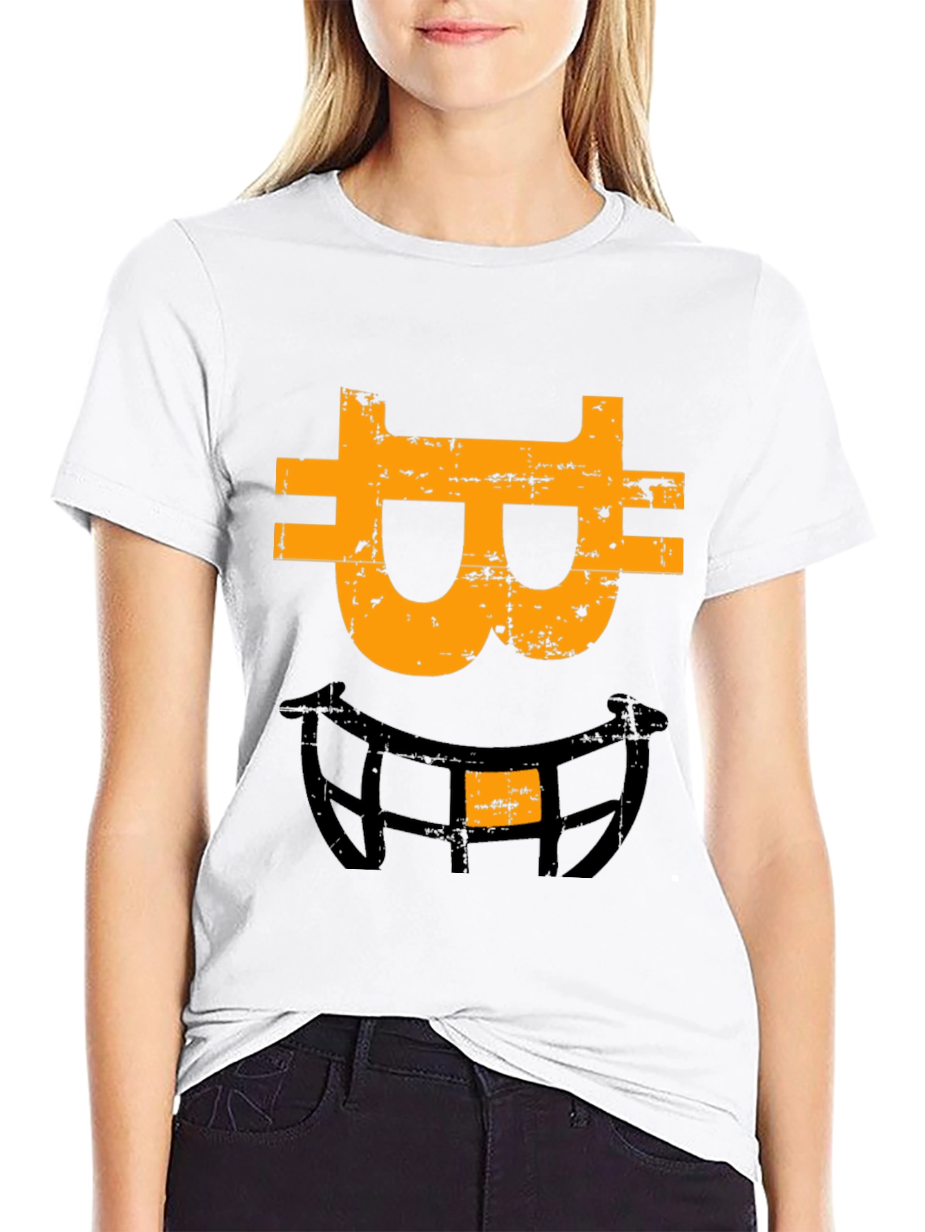 Bitcoin Smiley Face Graphic Tee - Black