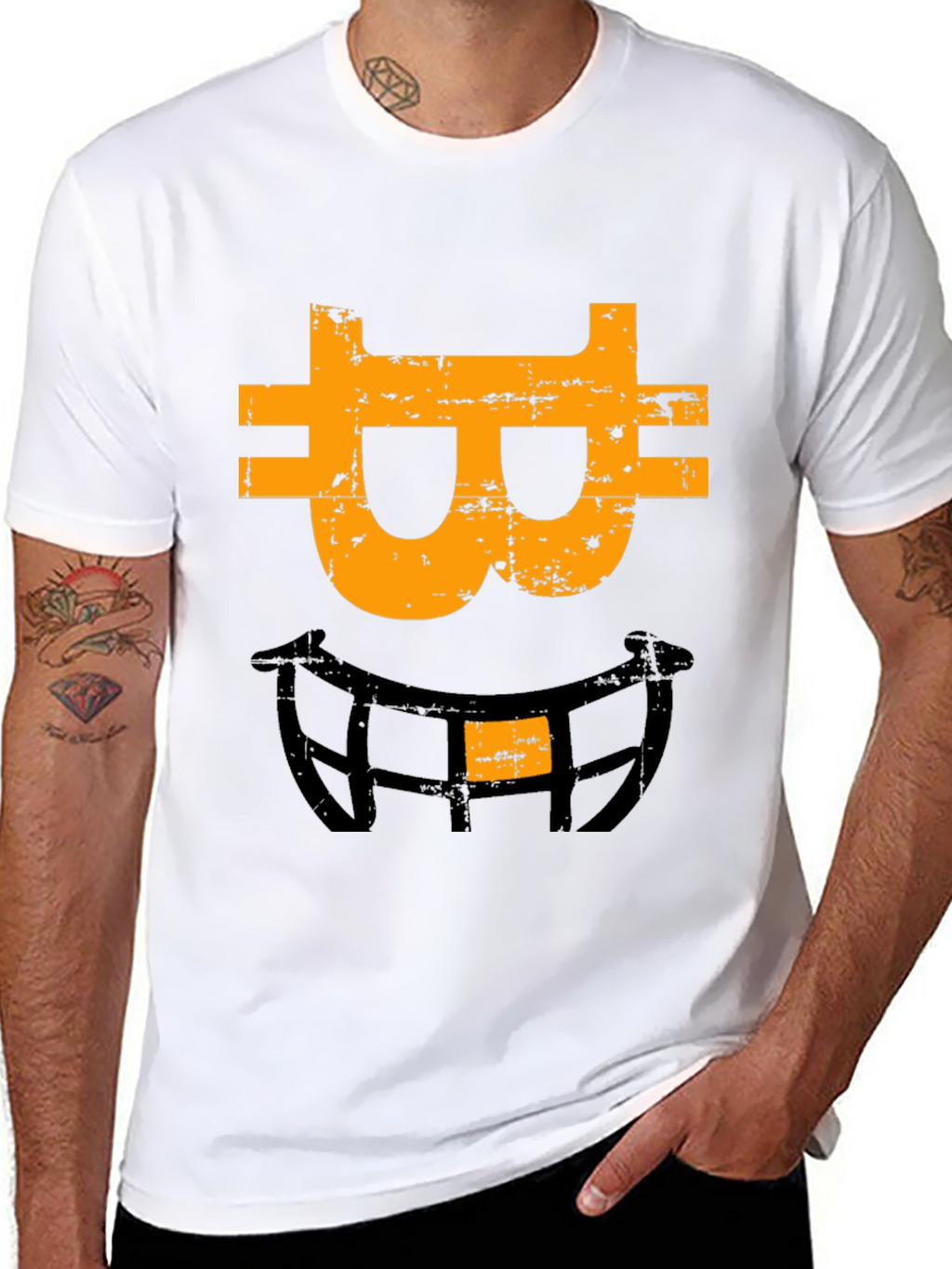 Bitcoin Smiley Face Graphic Tee - Black