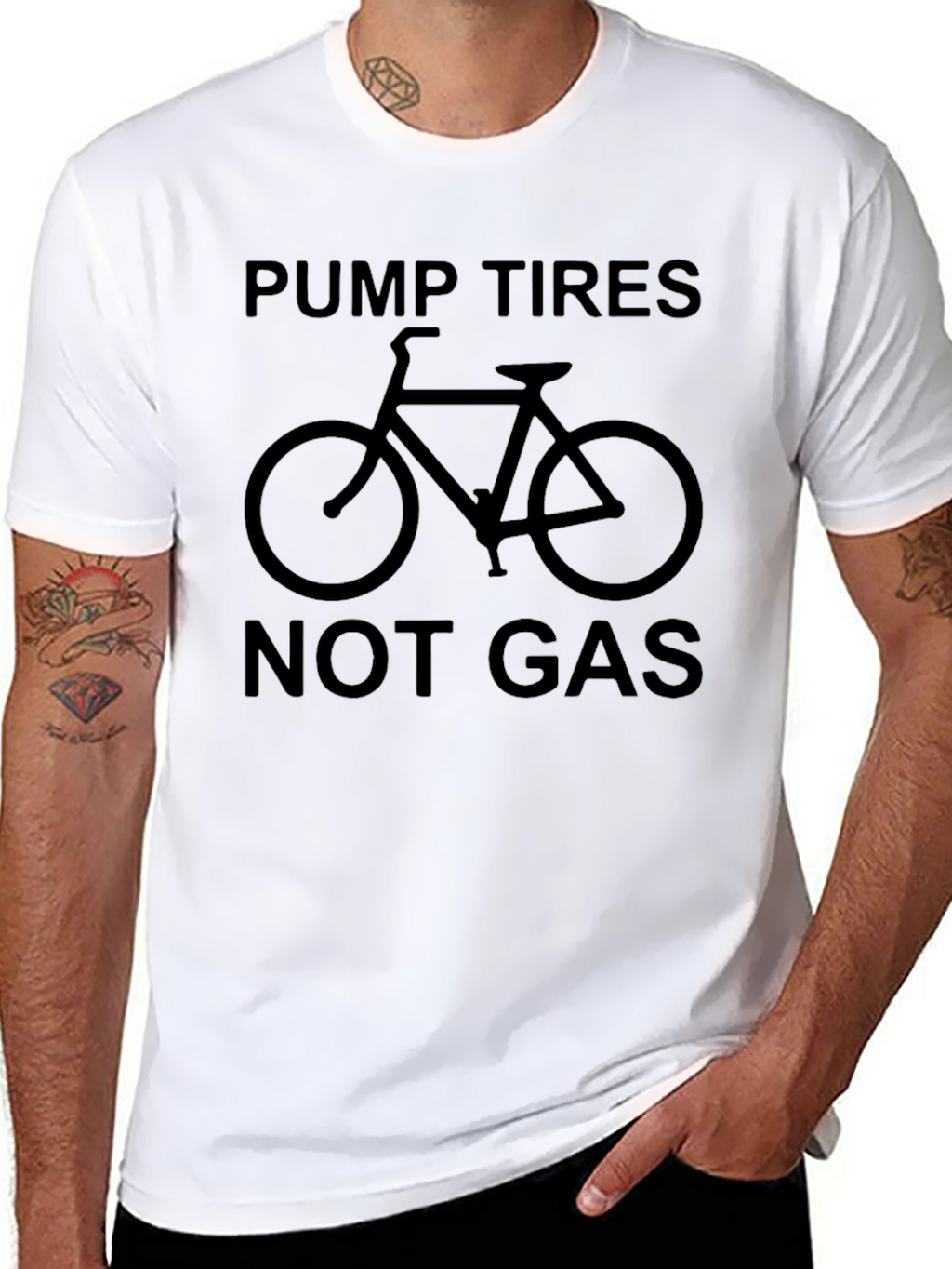 Pump Tires Not Gas Black Graphic Tee Shirt