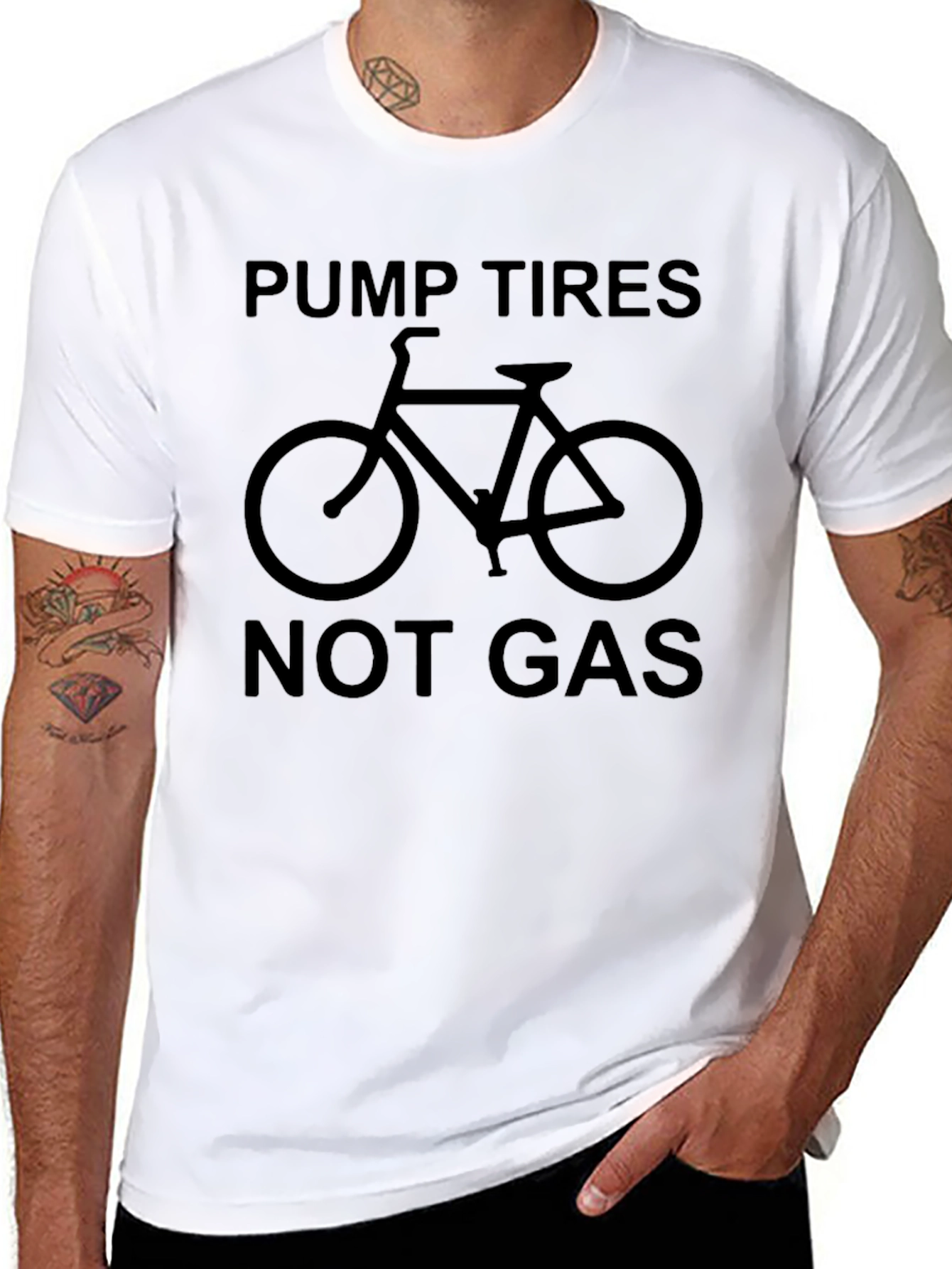 Pump Tires Not Gas Black Graphic Tee Shirt