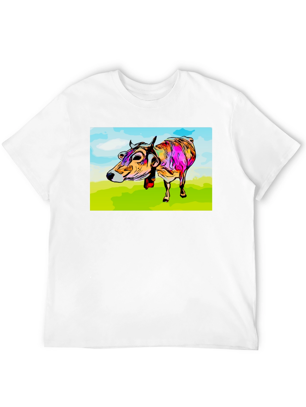 Cow Art Print Black T-Shirt