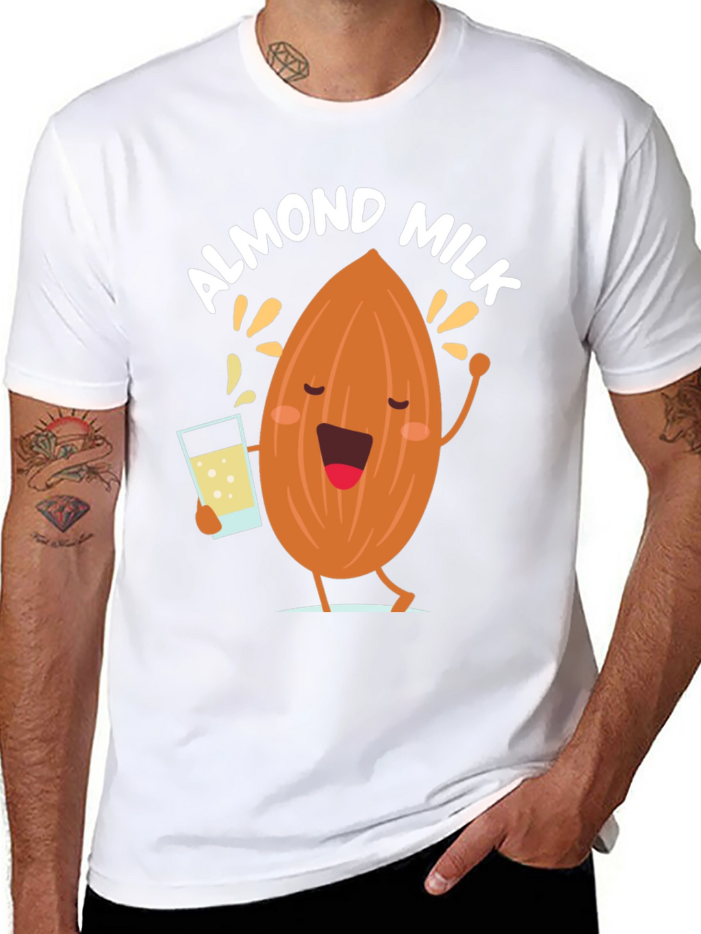 Almond Milk Graphic Tee - Funny Cartoon T-Shirt