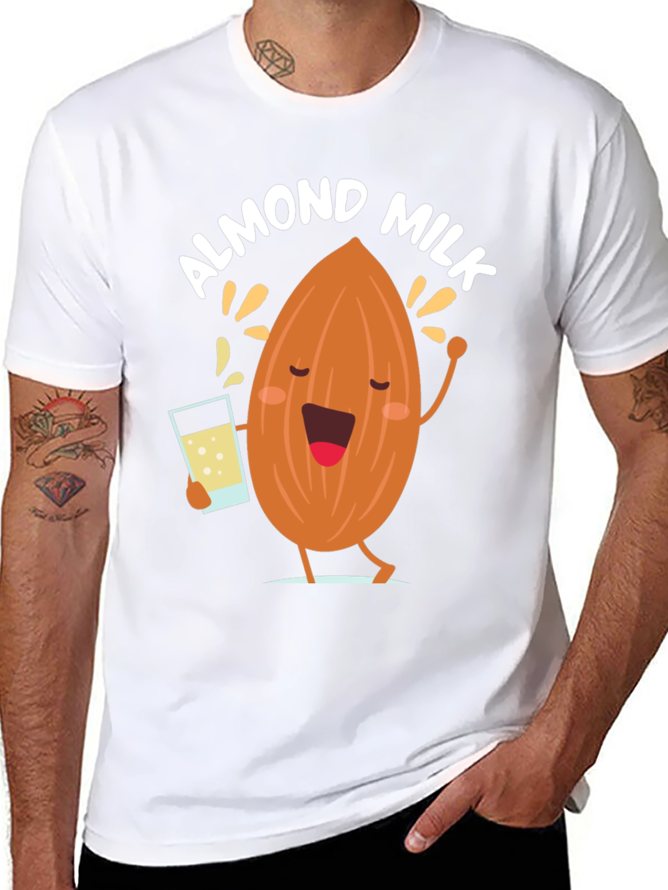 Almond Milk Graphic Tee - Funny Cartoon T-Shirt