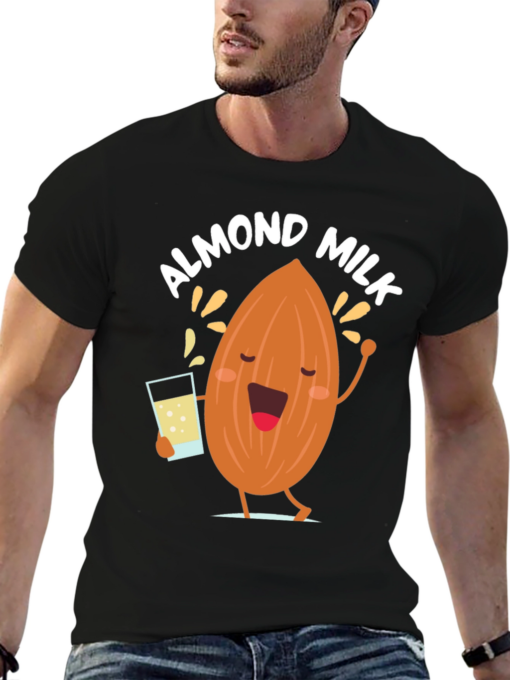 Almond Milk Graphic Tee - Funny Cartoon T-Shirt