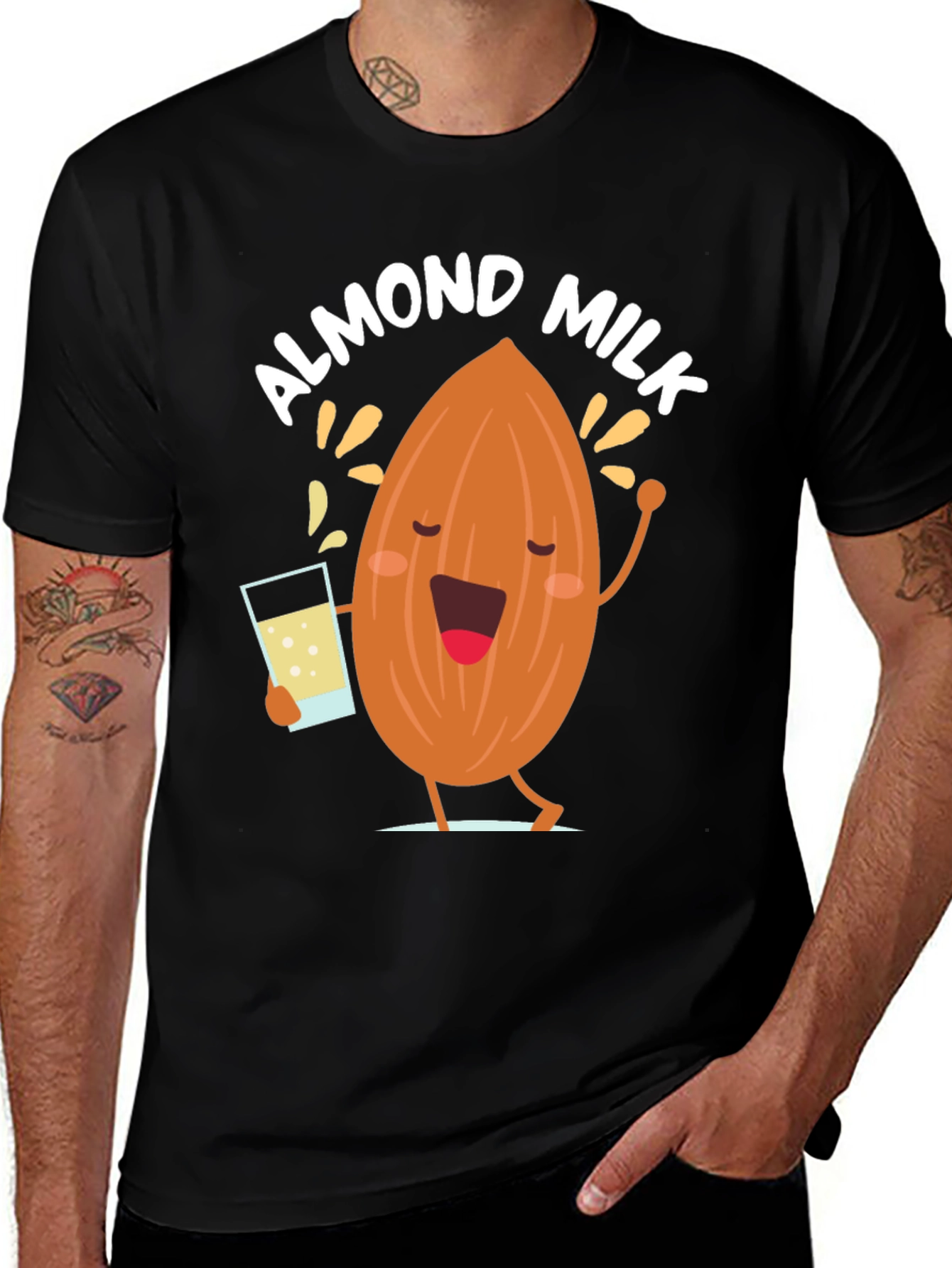 Almond Milk Graphic Tee - Funny Cartoon T-Shirt