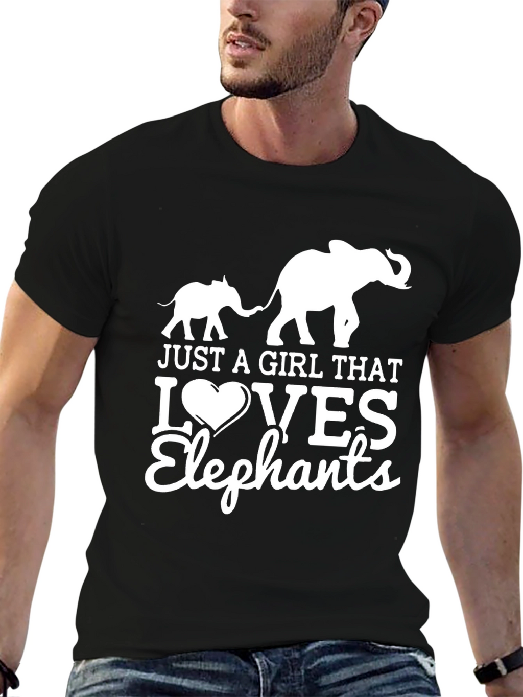 Elephant Lover Graphic Tee - Black Cotton T-Shirt