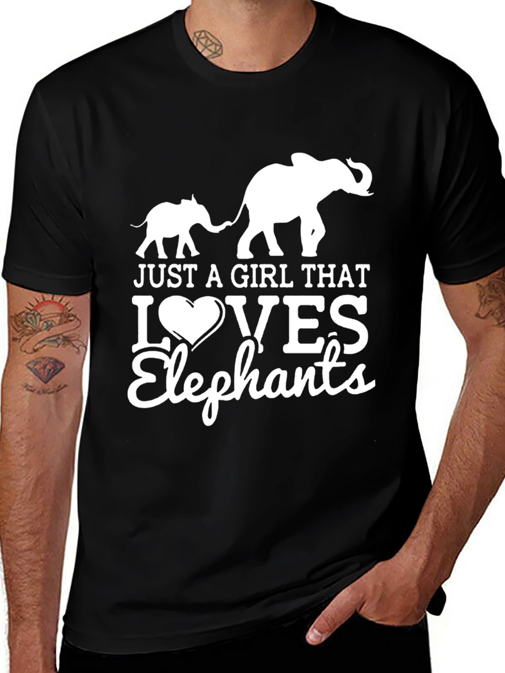 Elephant Lover Graphic Tee - Black Cotton T-Shirt