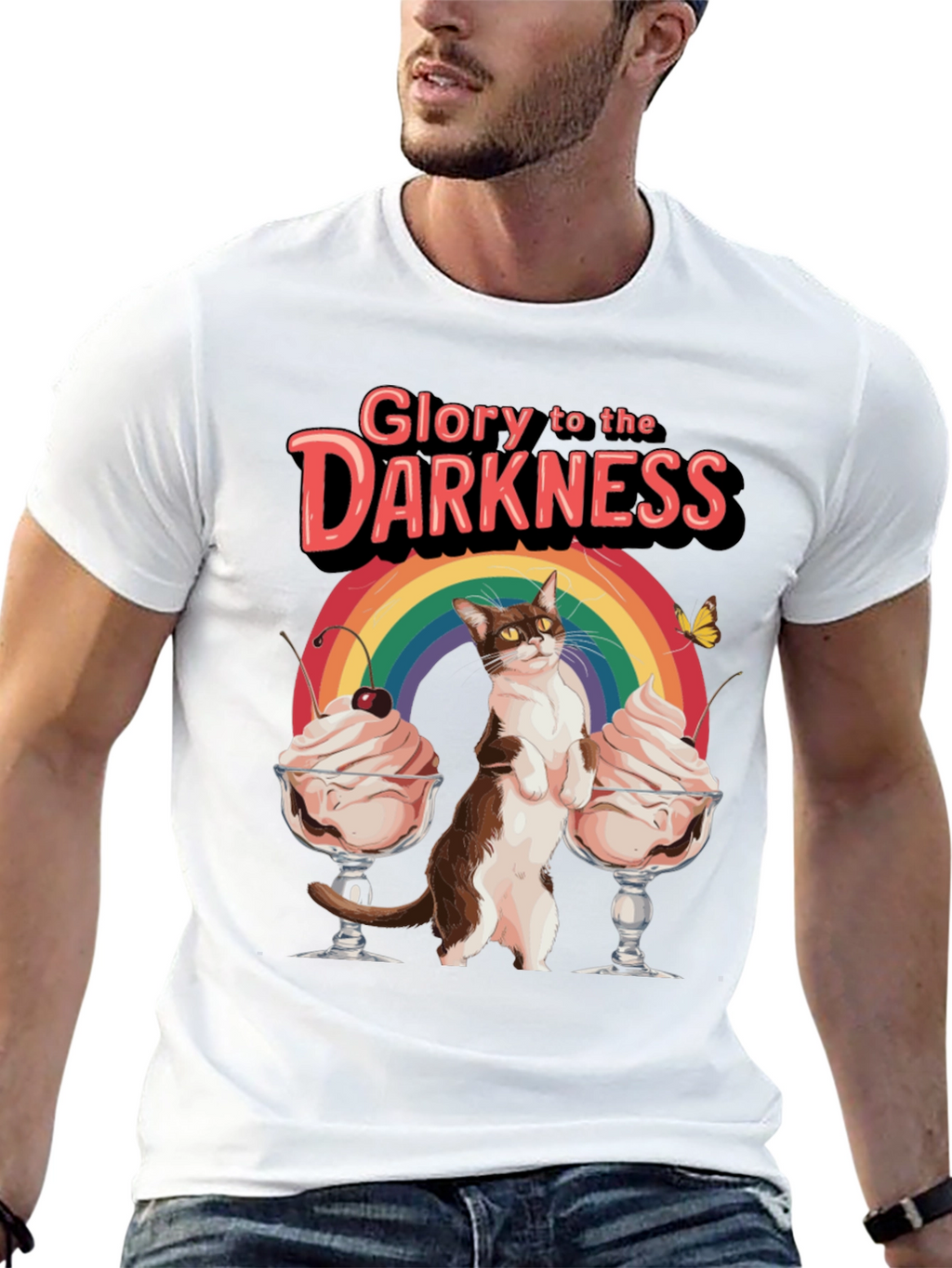 Glory to the Darkness Cat Rainbow T-Shirt