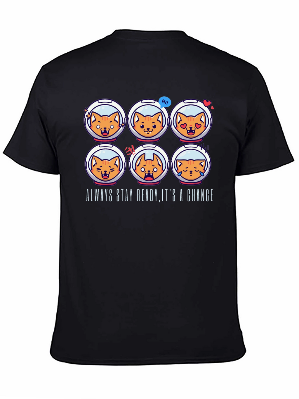 Astronaut Cat Emoji T-Shirt: Always Stay Ready