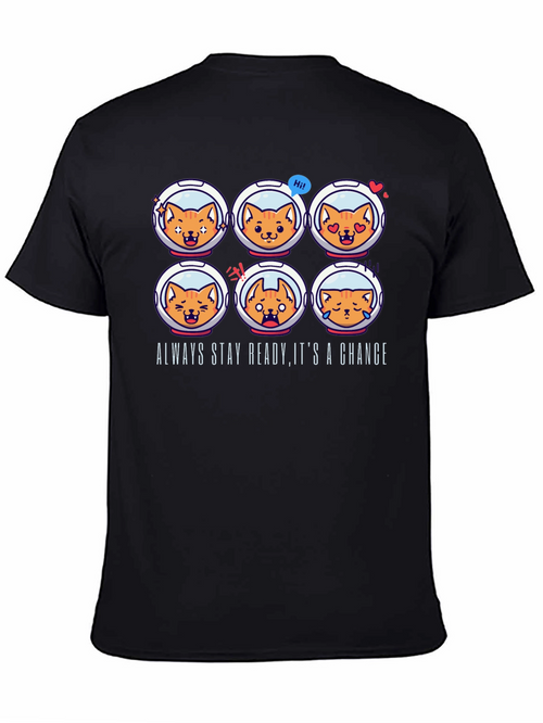 Astronaut Cat Emoji T-Shirt: Always Stay Ready