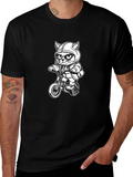 Cool Cat Biker T-Shirt - Black