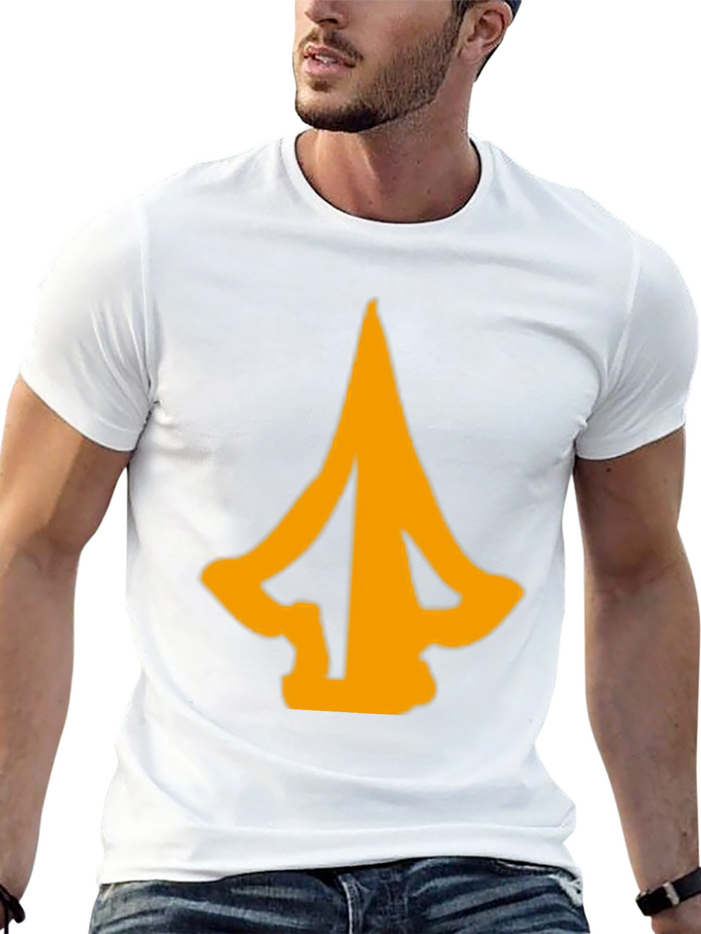 Mens Black T-Shirt with Abstract Arrow Graphic