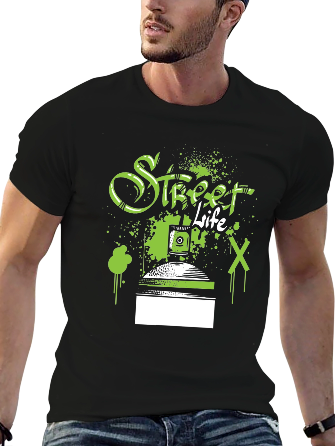Street Life Spray Paint Graphic T-Shirt