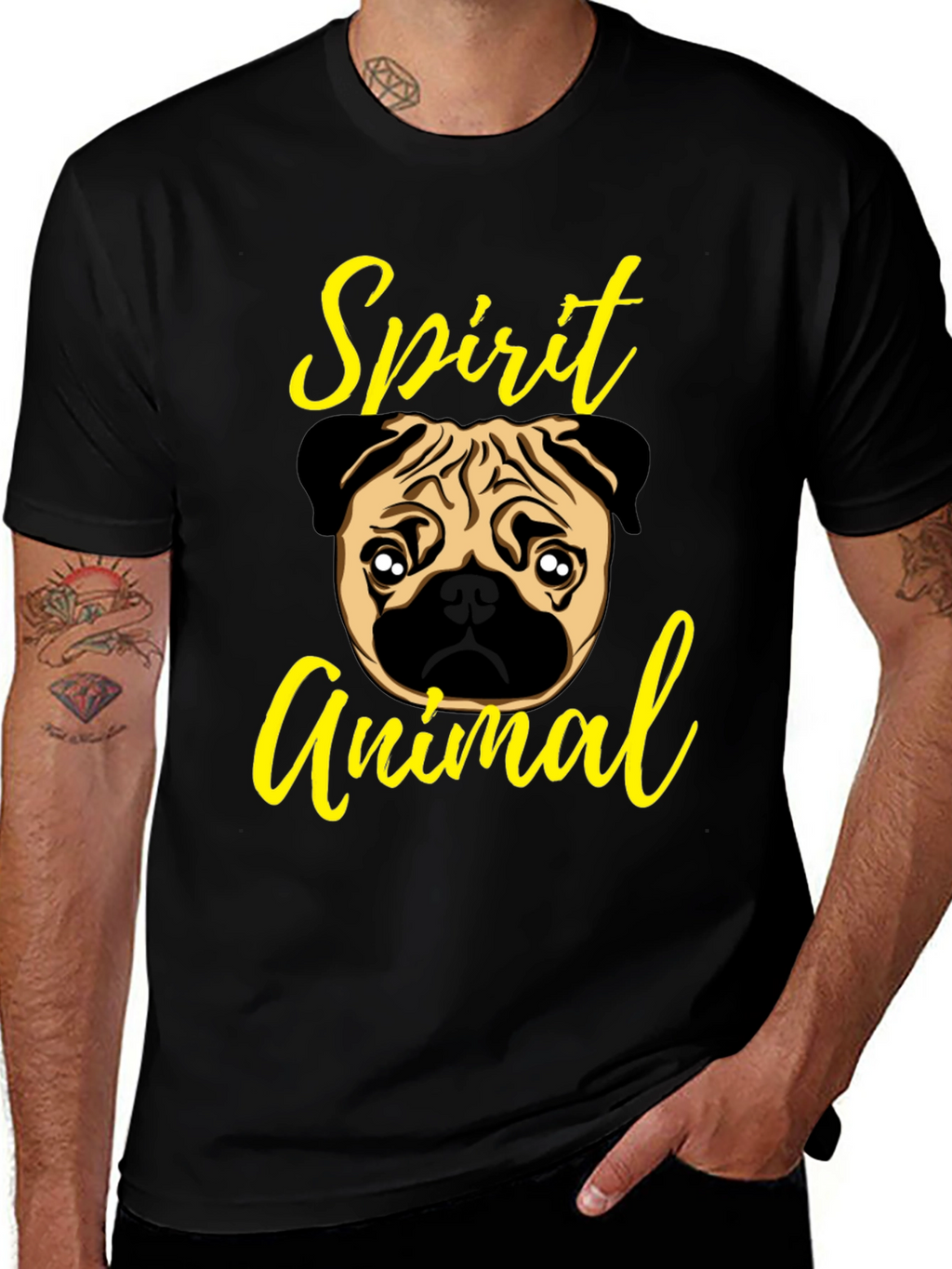 Pug Spirit Animal Graphic T-Shirt