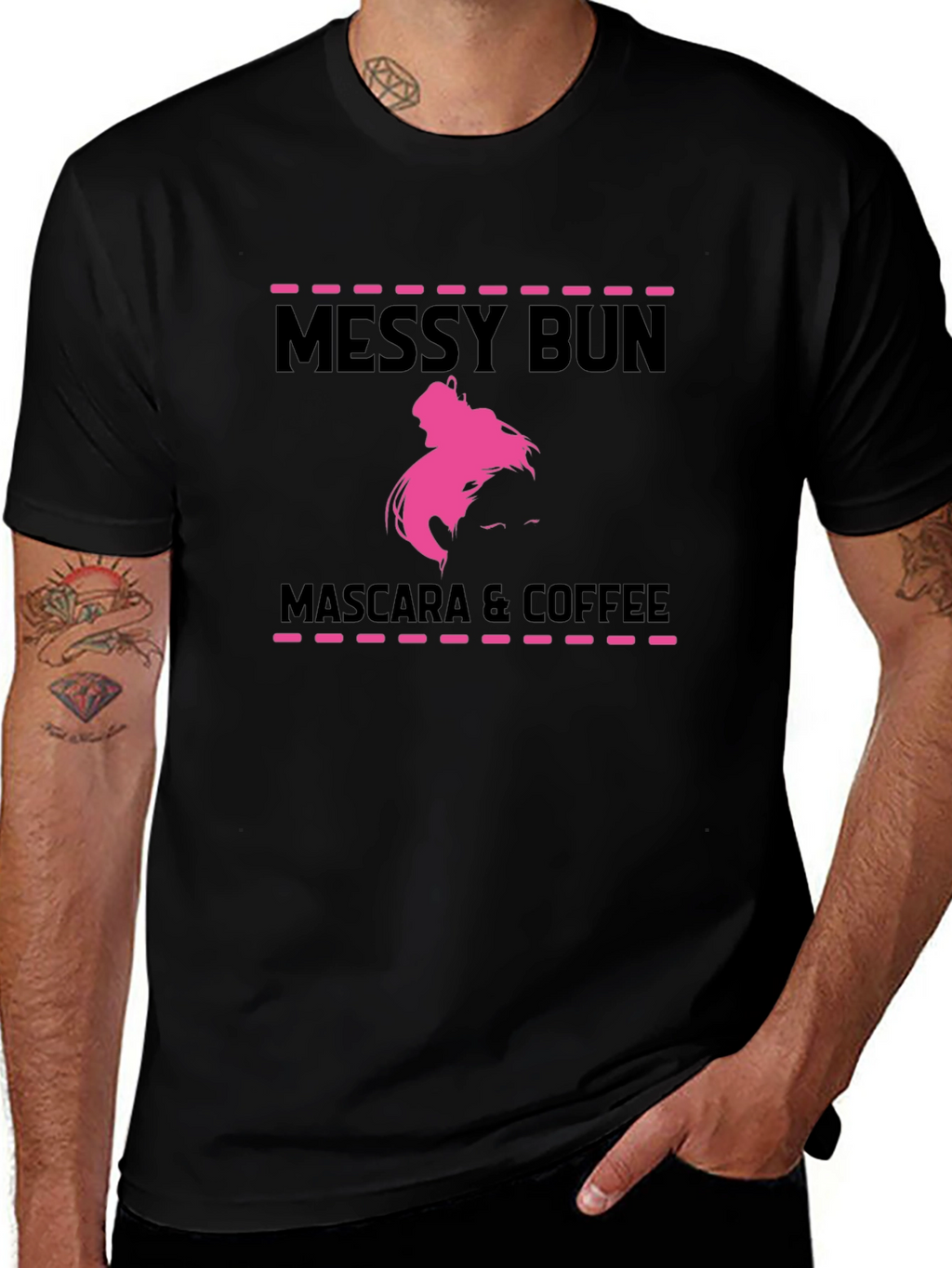 Messy Bun Mascara & Coffee Graphic T-Shirt