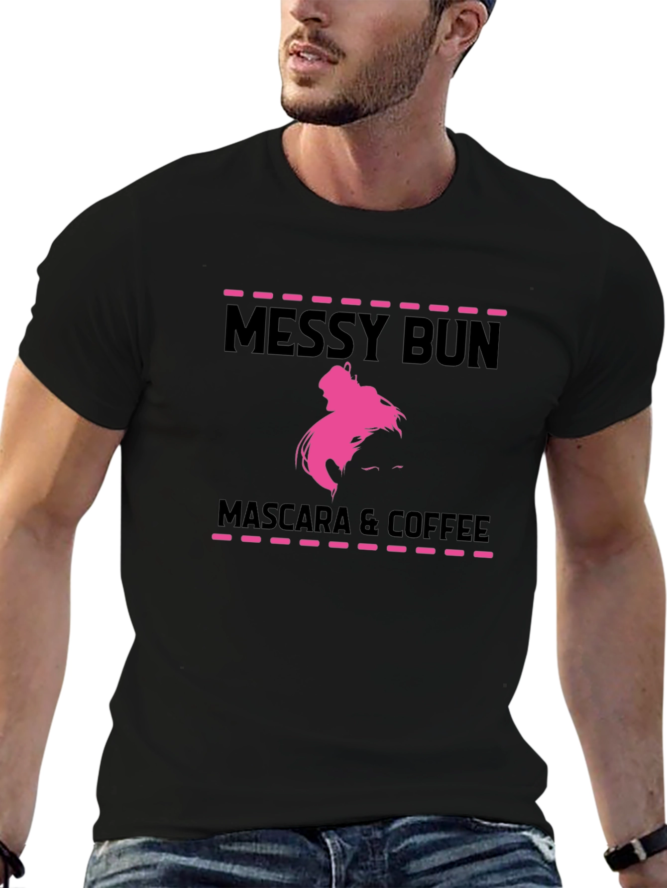 Messy Bun Mascara & Coffee Graphic T-Shirt