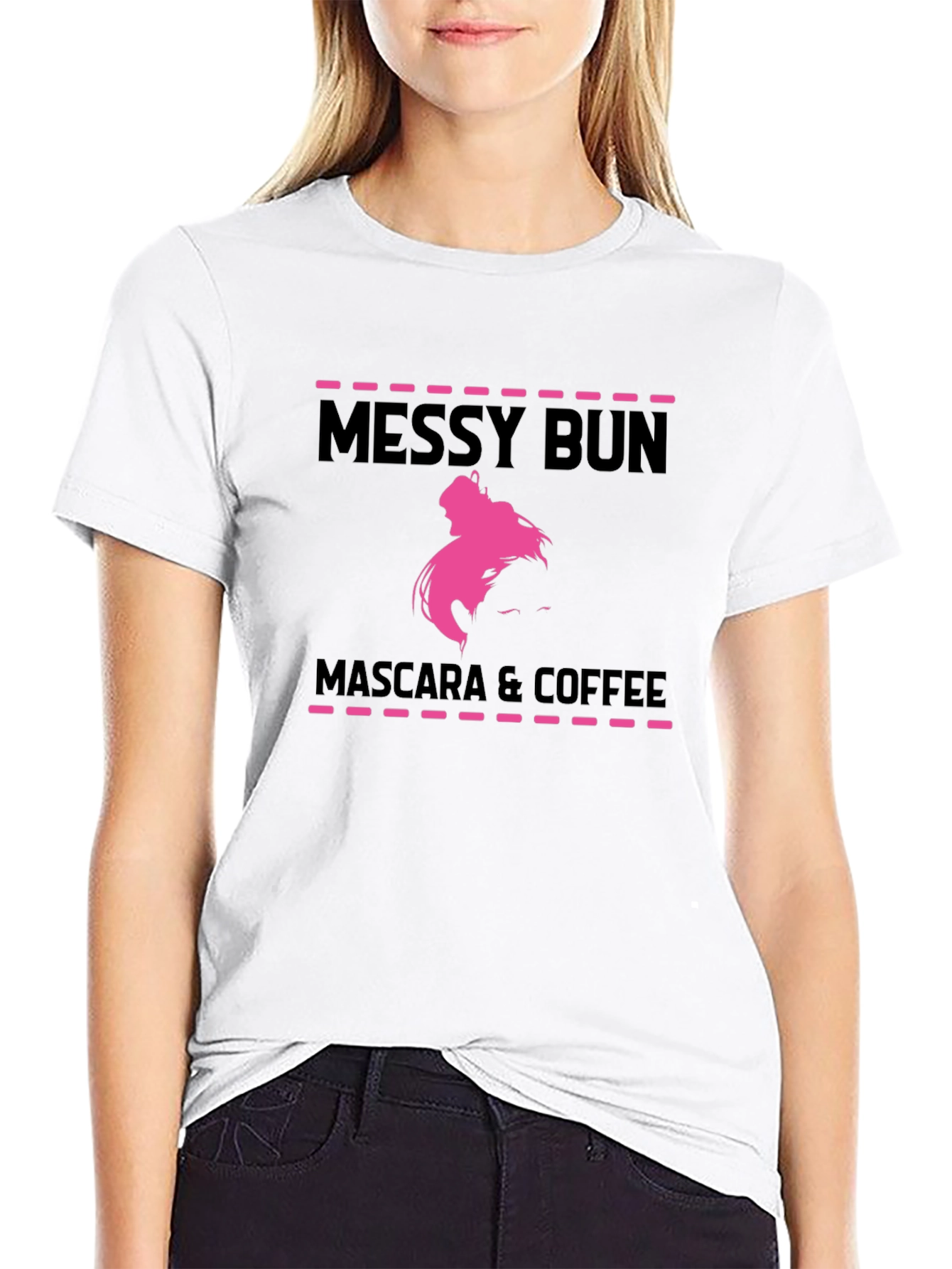 Messy Bun Mascara & Coffee Graphic T-Shirt