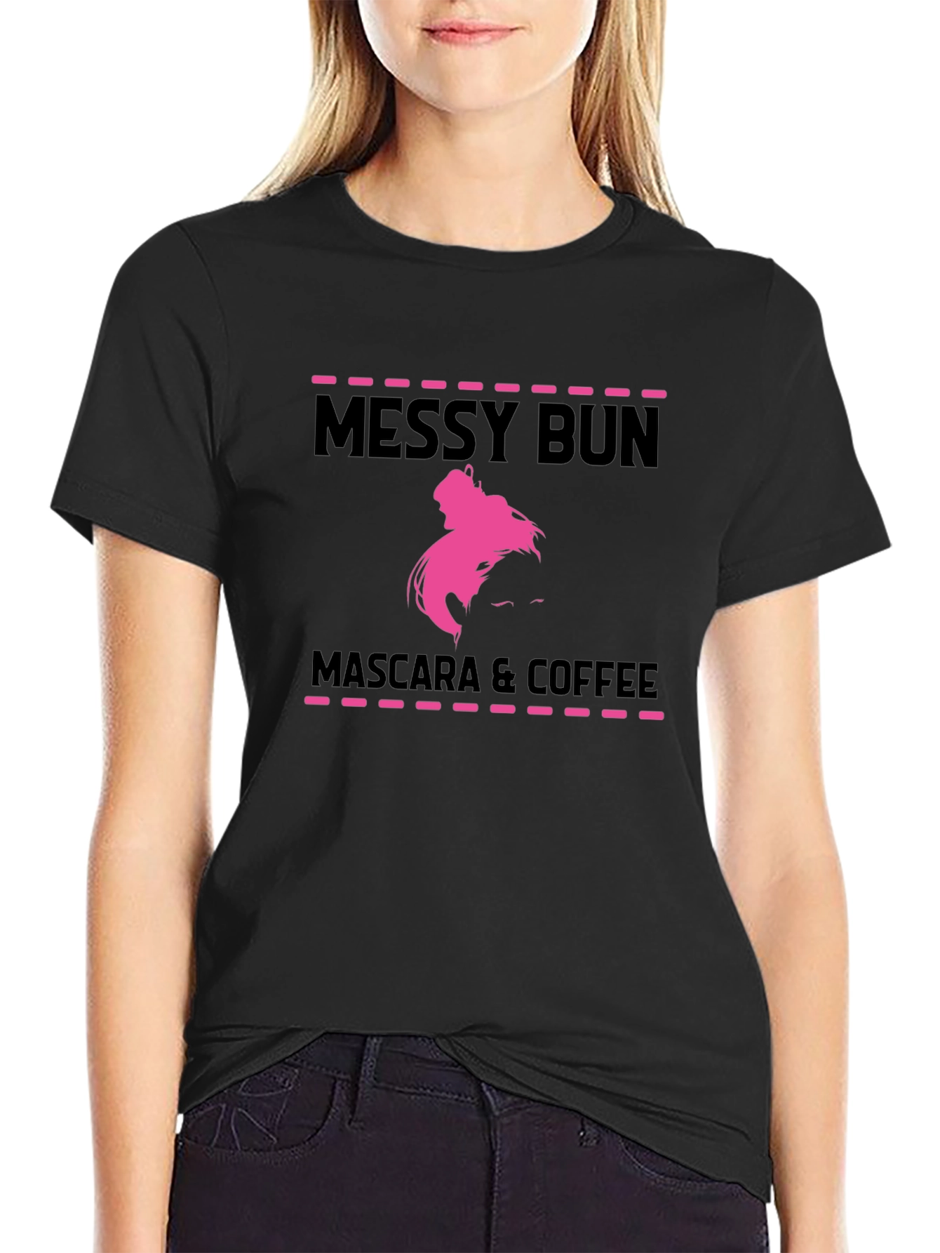 Messy Bun Mascara & Coffee Graphic T-Shirt