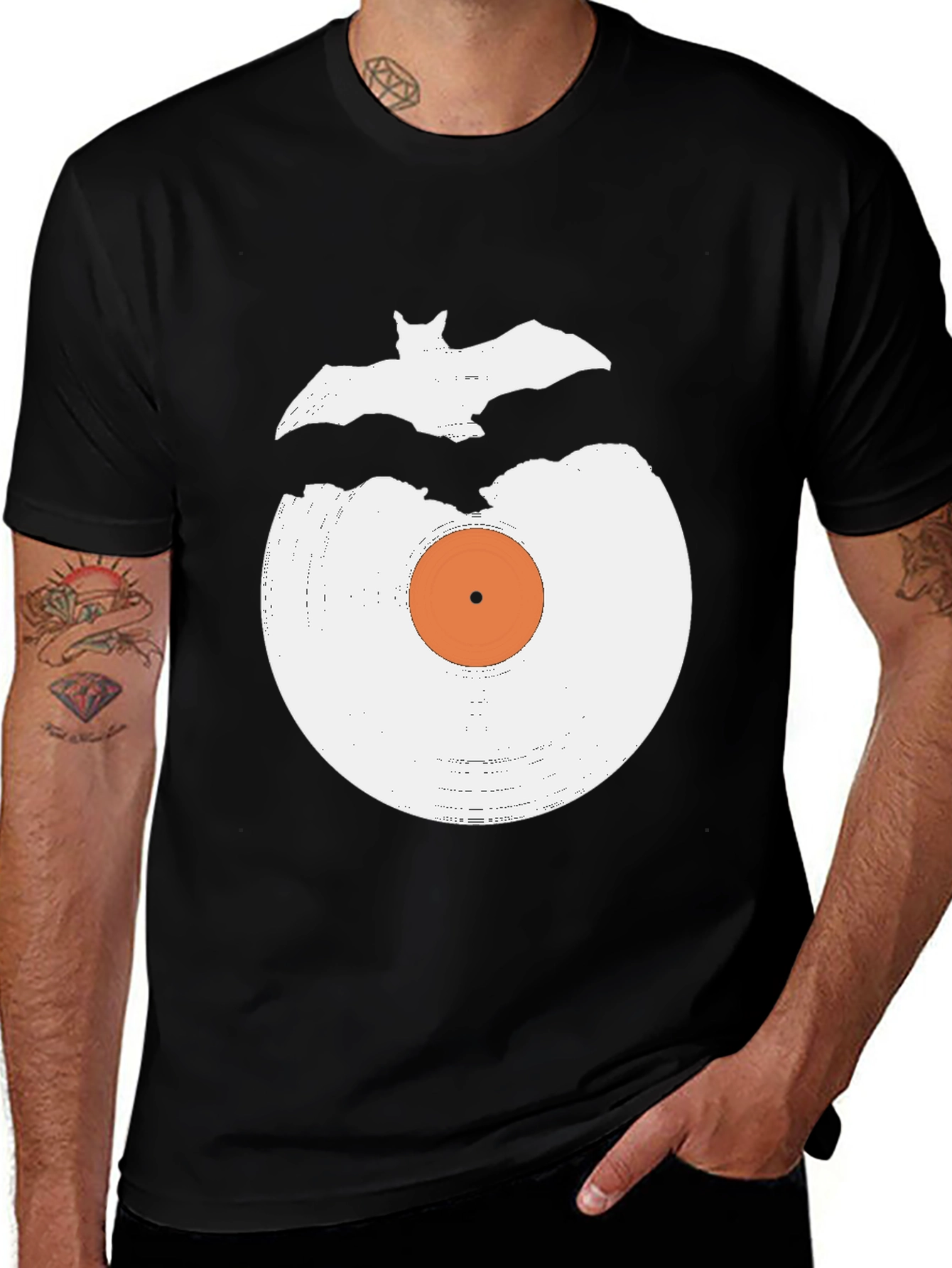 Vinyl Record & Bat Graphic Tee