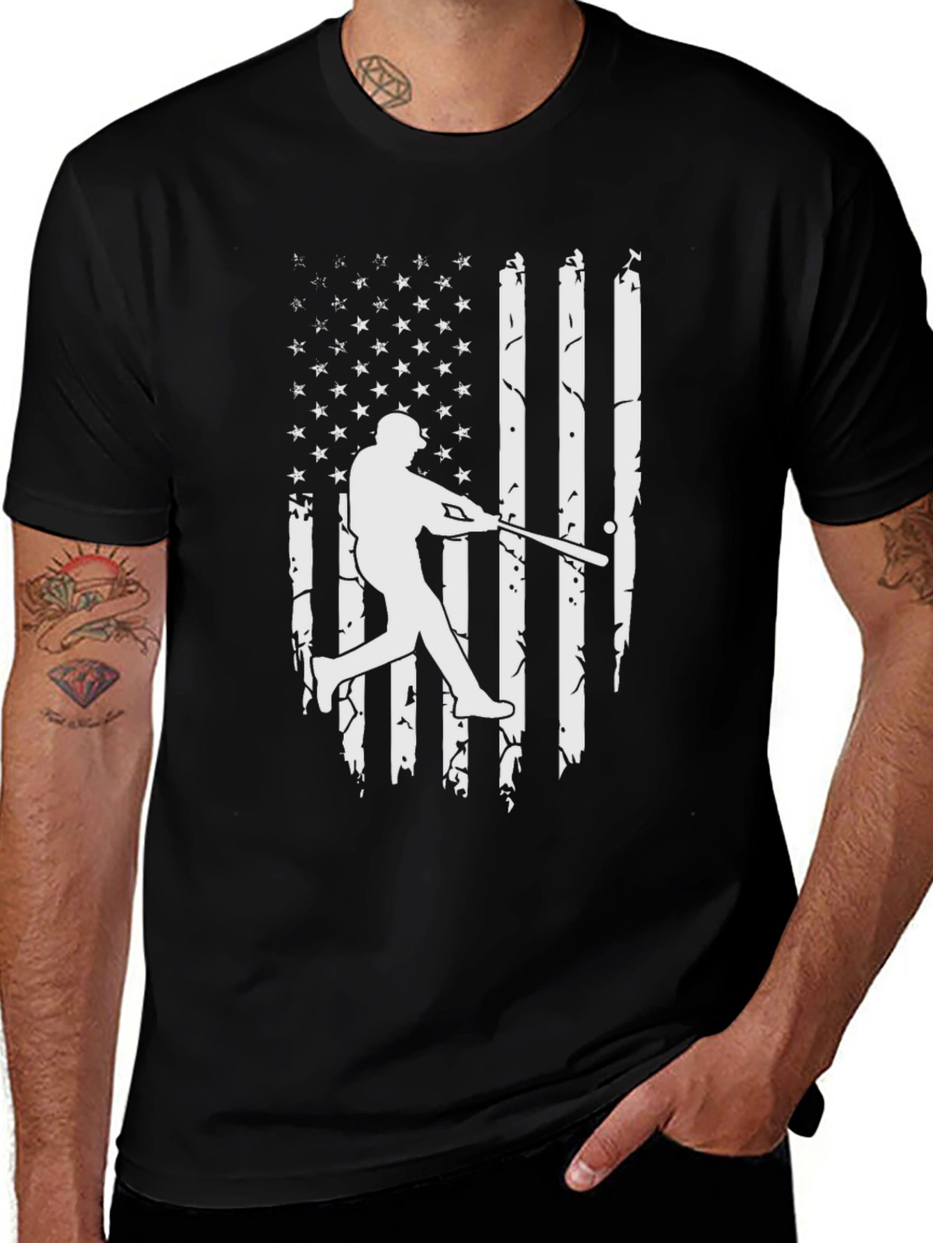 Baseball Flag Graphic Tee - Patriotic Sportswear