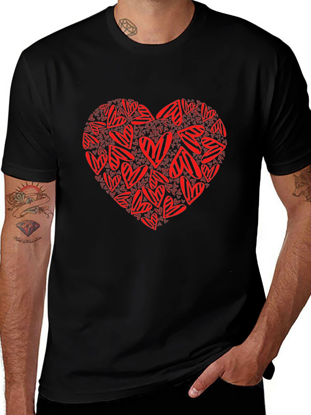 Heart of Hearts Graphic Tee - Mens Black T-Shirt