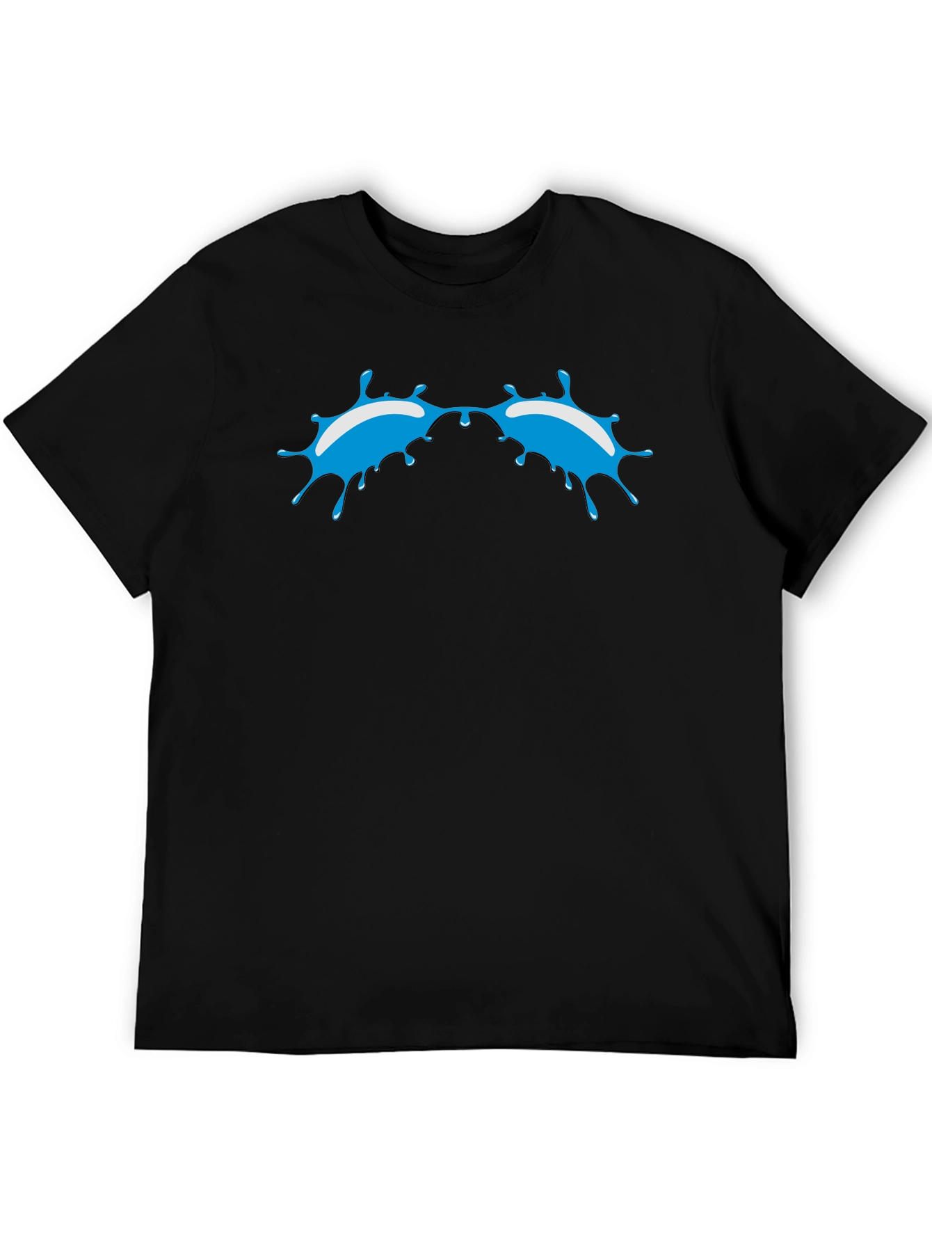 Blue Splash Graphic Black T-Shirt - Modern Style