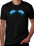 Blue Splash Graphic Black T-Shirt - Modern Style