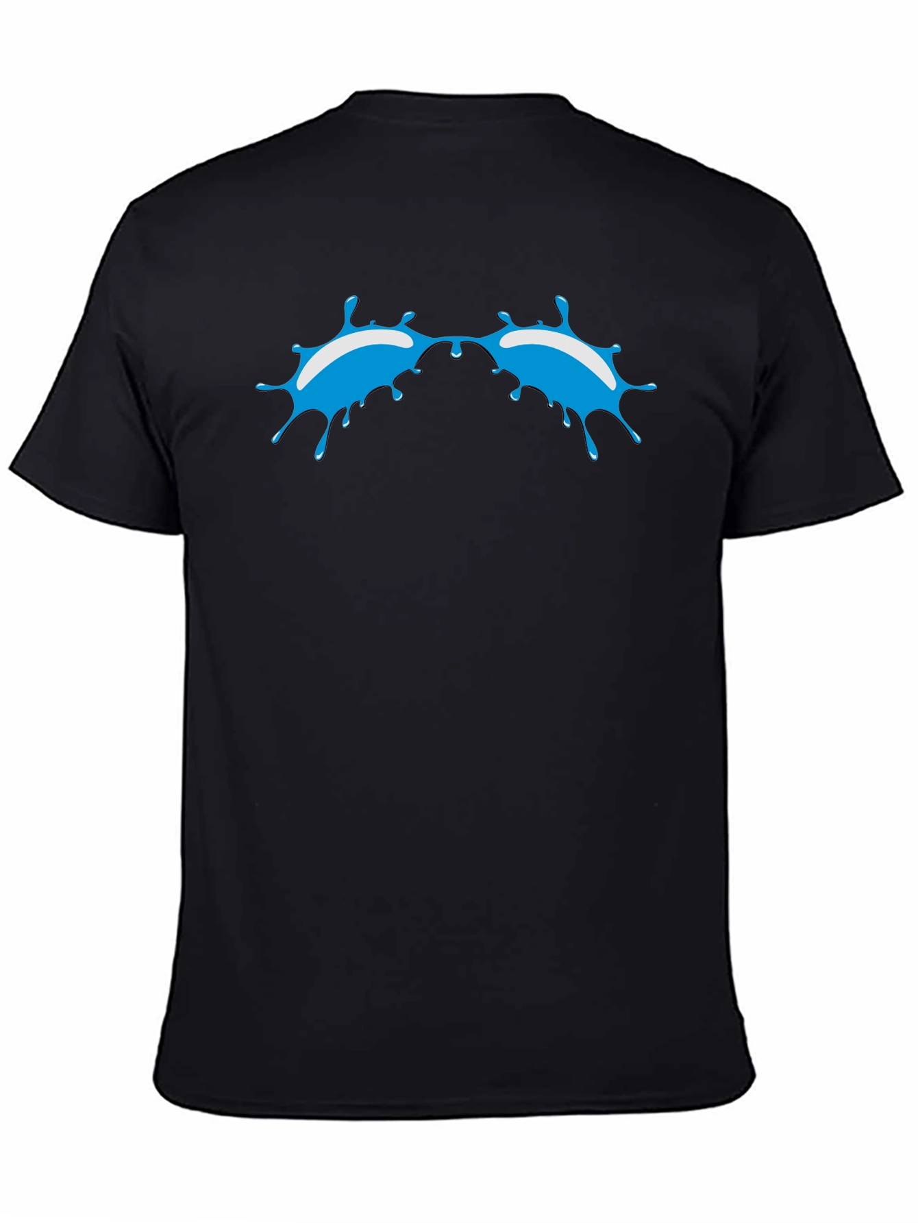 Blue Splash Graphic Black T-Shirt - Modern Style