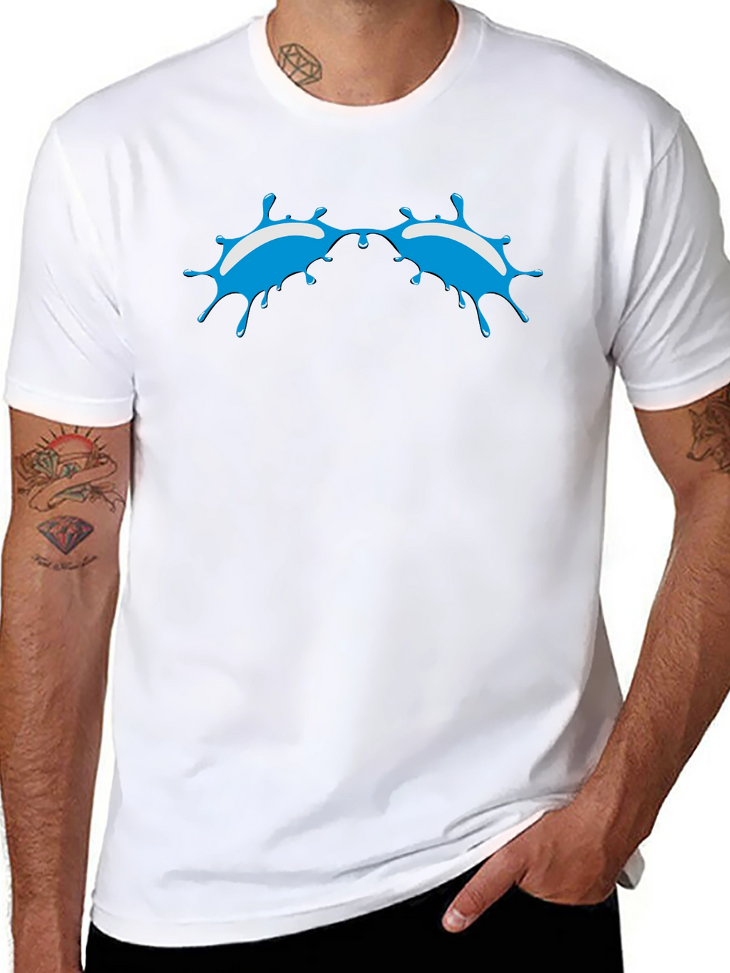 Blue Splash Graphic Black T-Shirt - Modern Style