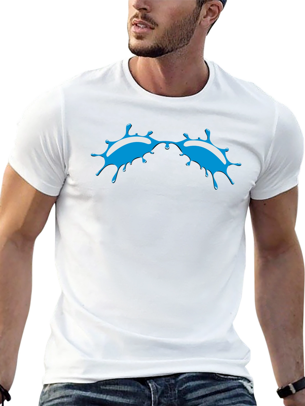 Blue Splash Graphic Black T-Shirt - Modern Style