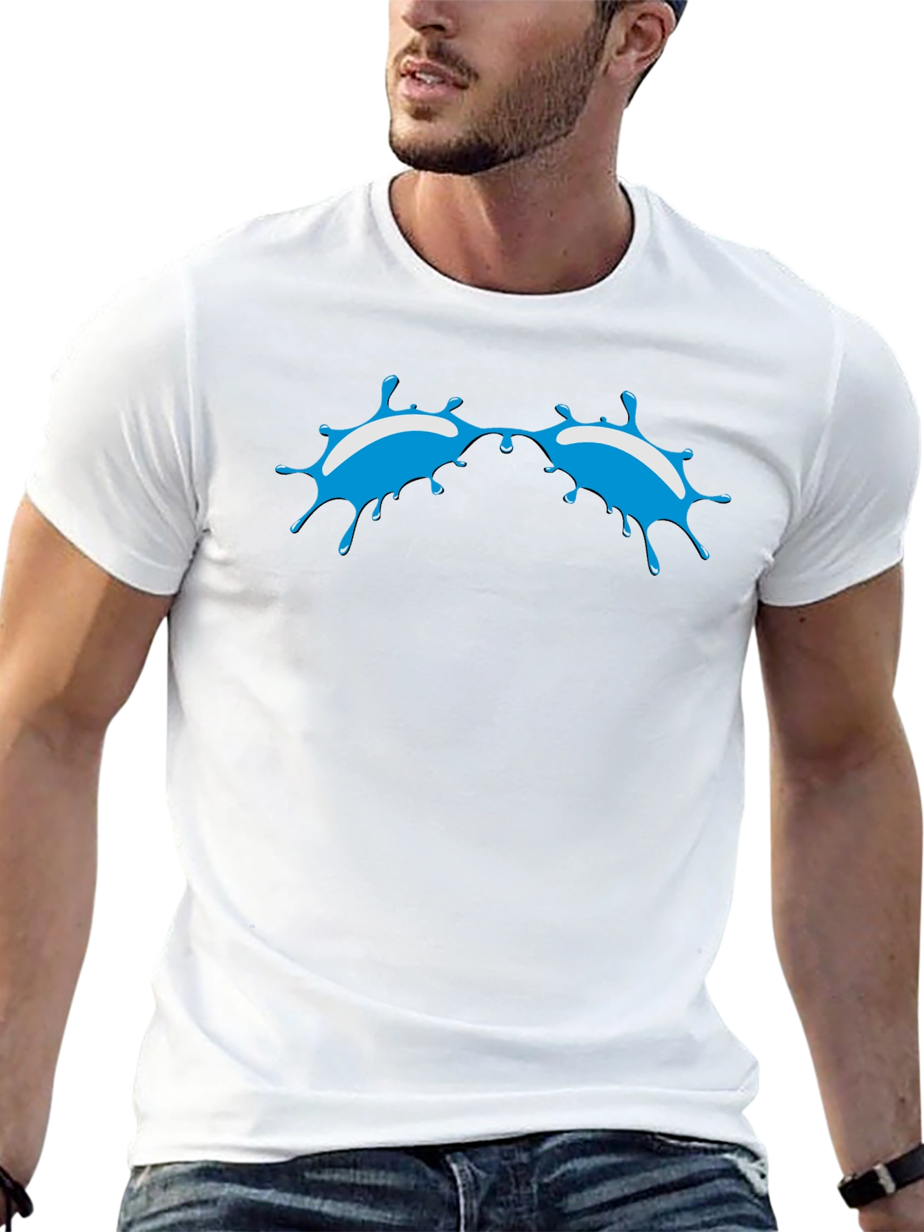 Blue Splash Graphic Black T-Shirt - Modern Style