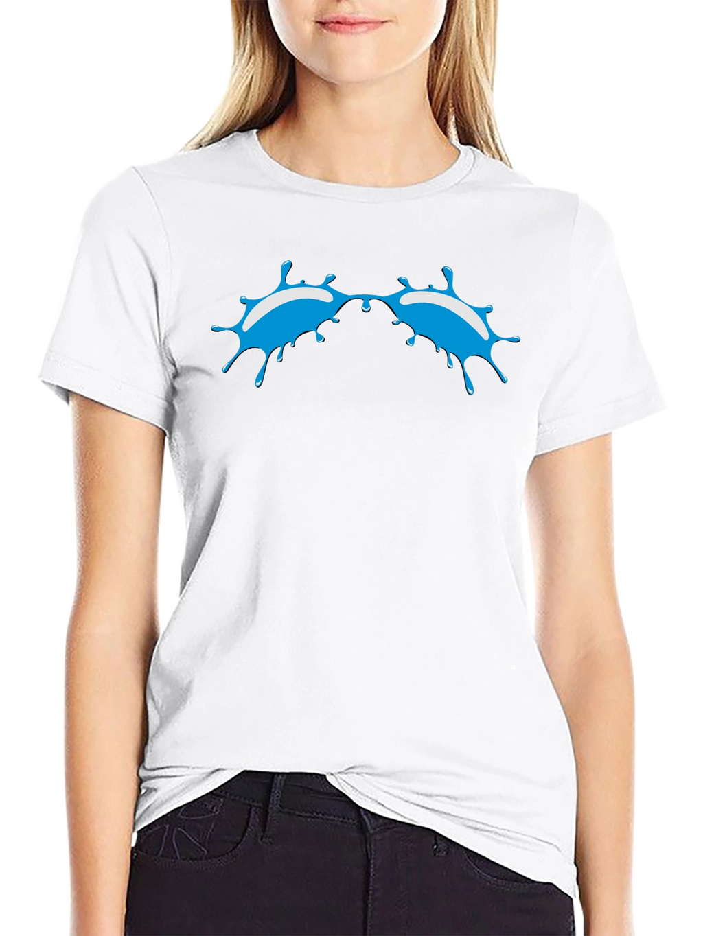 Blue Splash Graphic Black T-Shirt - Modern Style