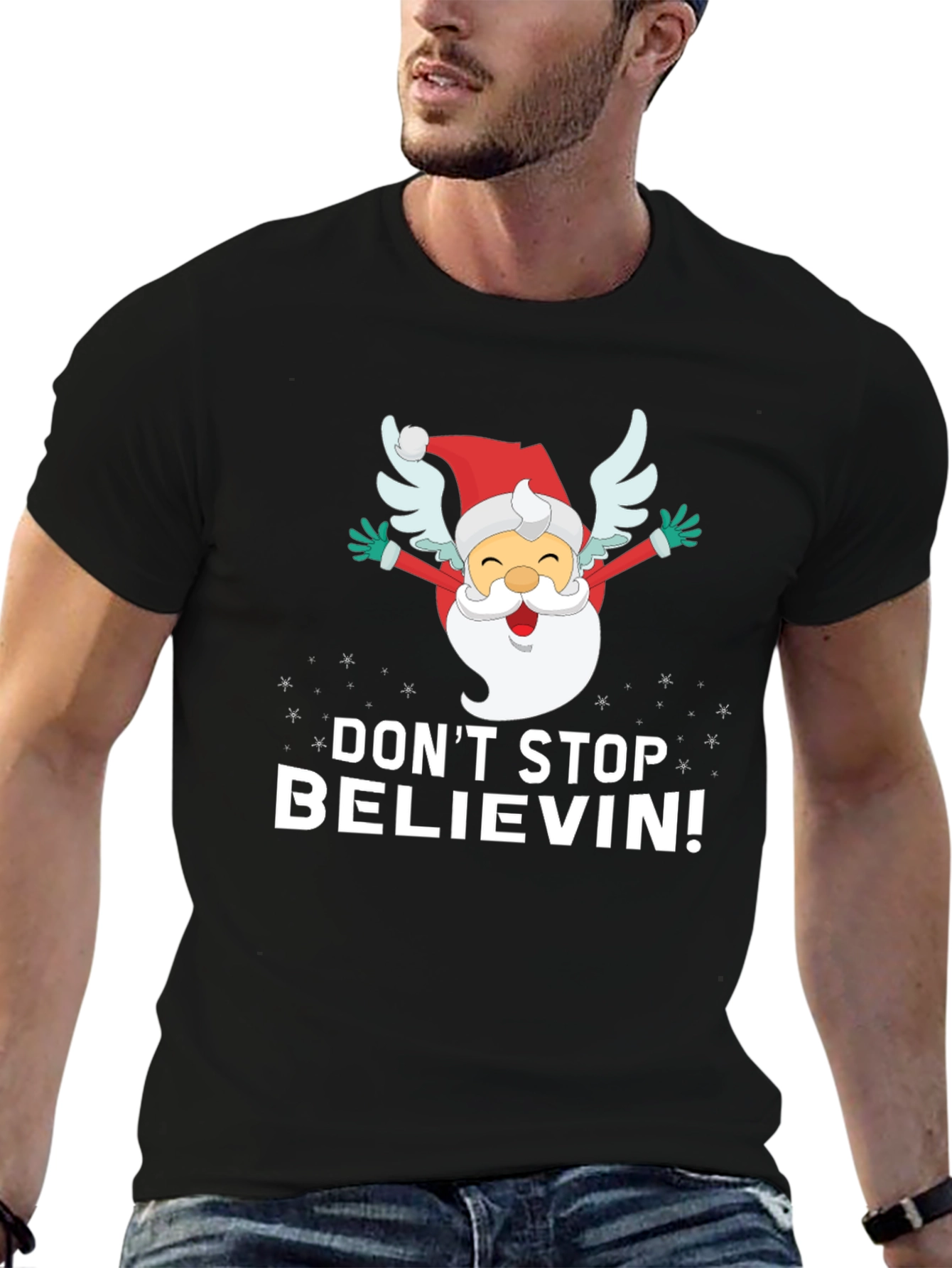 Dont Stop Believin Santa Graphic Tee