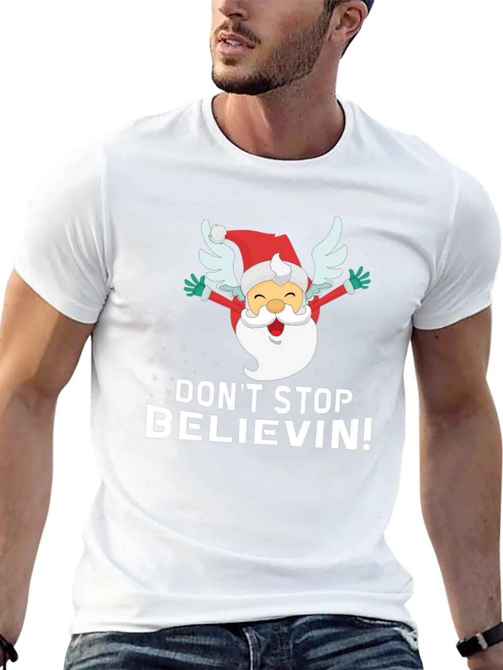 Dont Stop Believin Santa Graphic Tee