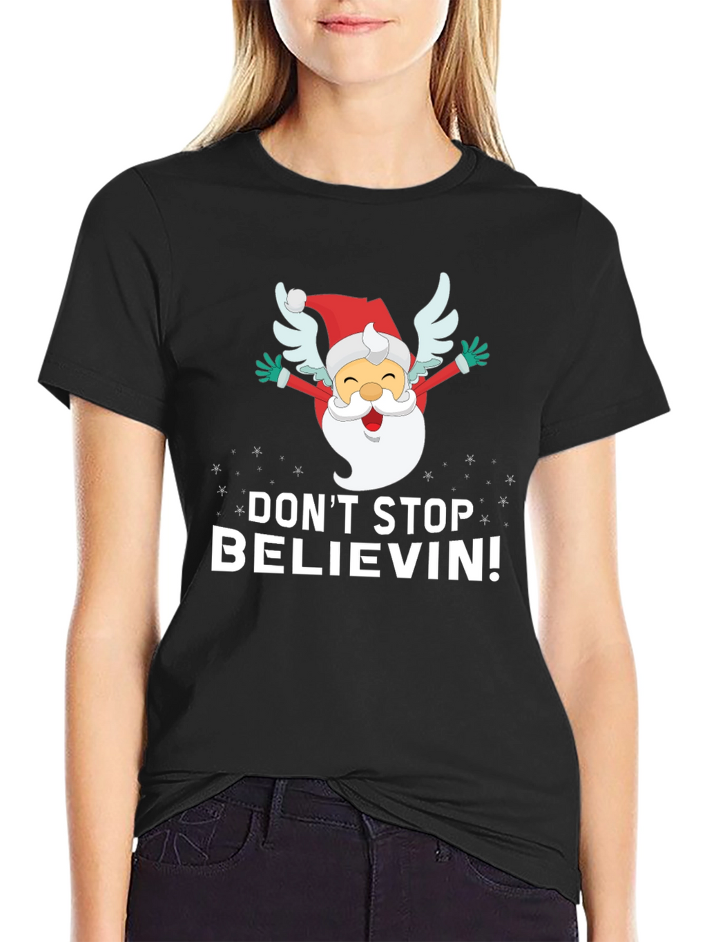 Dont Stop Believin Santa Graphic Tee