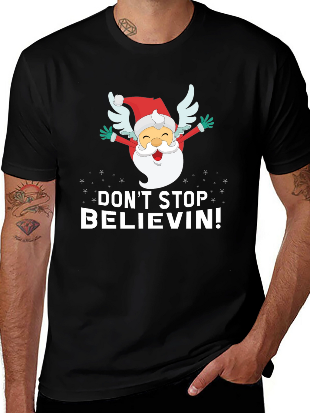 Dont Stop Believin Santa Graphic Tee