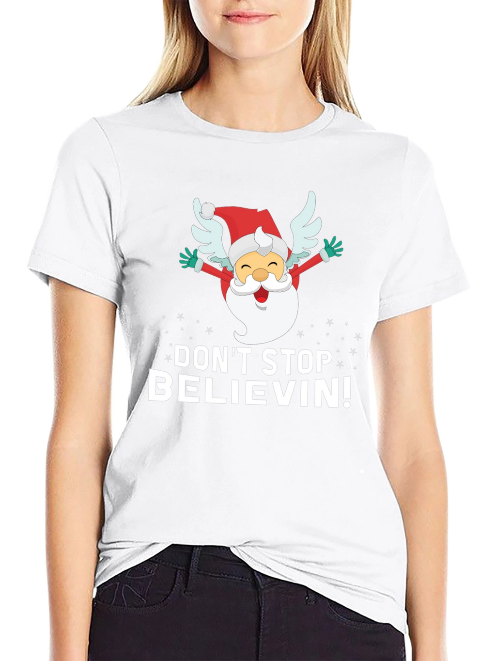 Dont Stop Believin Santa Graphic Tee