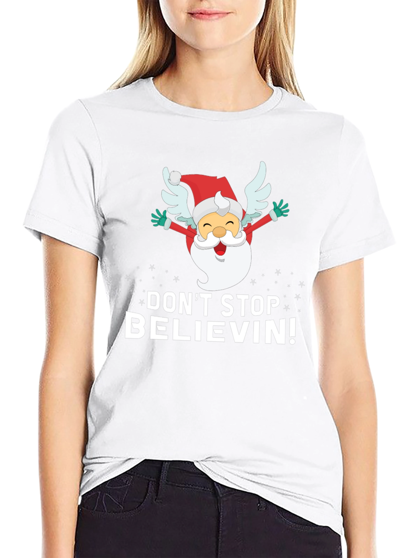 Dont Stop Believin Santa Graphic Tee